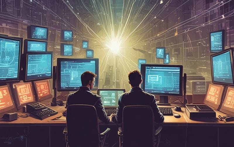 two men in acybersecurity office 