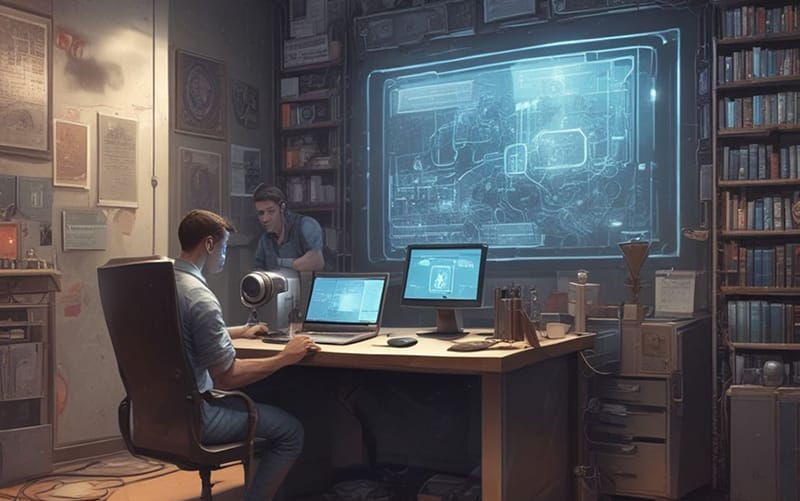 two men in a data security office