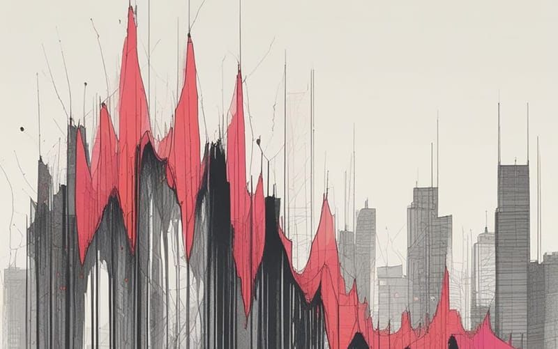 downward graph of city buildings